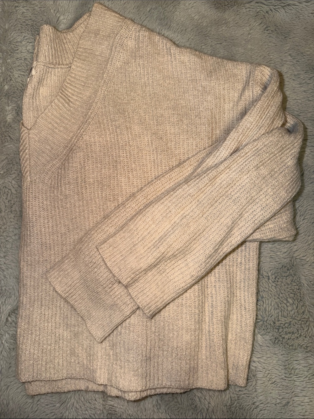 Women's V-Neck Sweater in Light Beige - Soft Knit